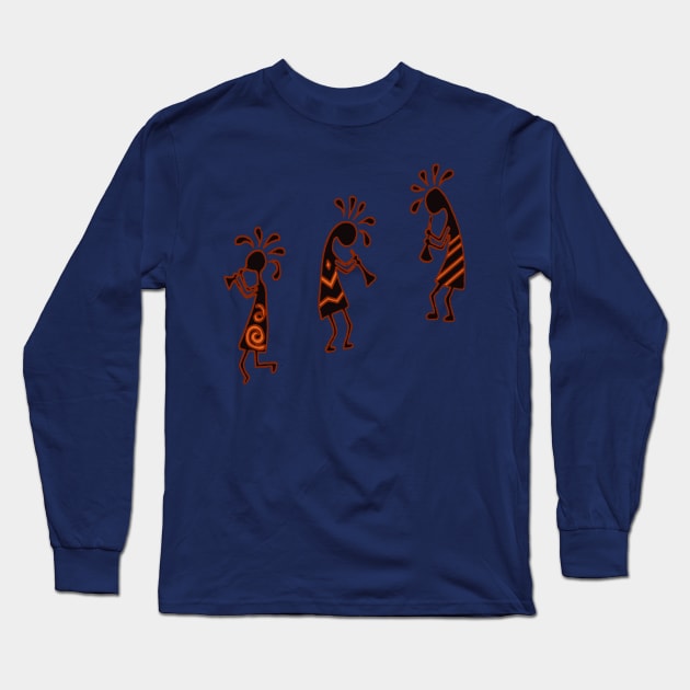 Arizona Kokopelli Tribal Flute Players Long Sleeve T-Shirt by taiche